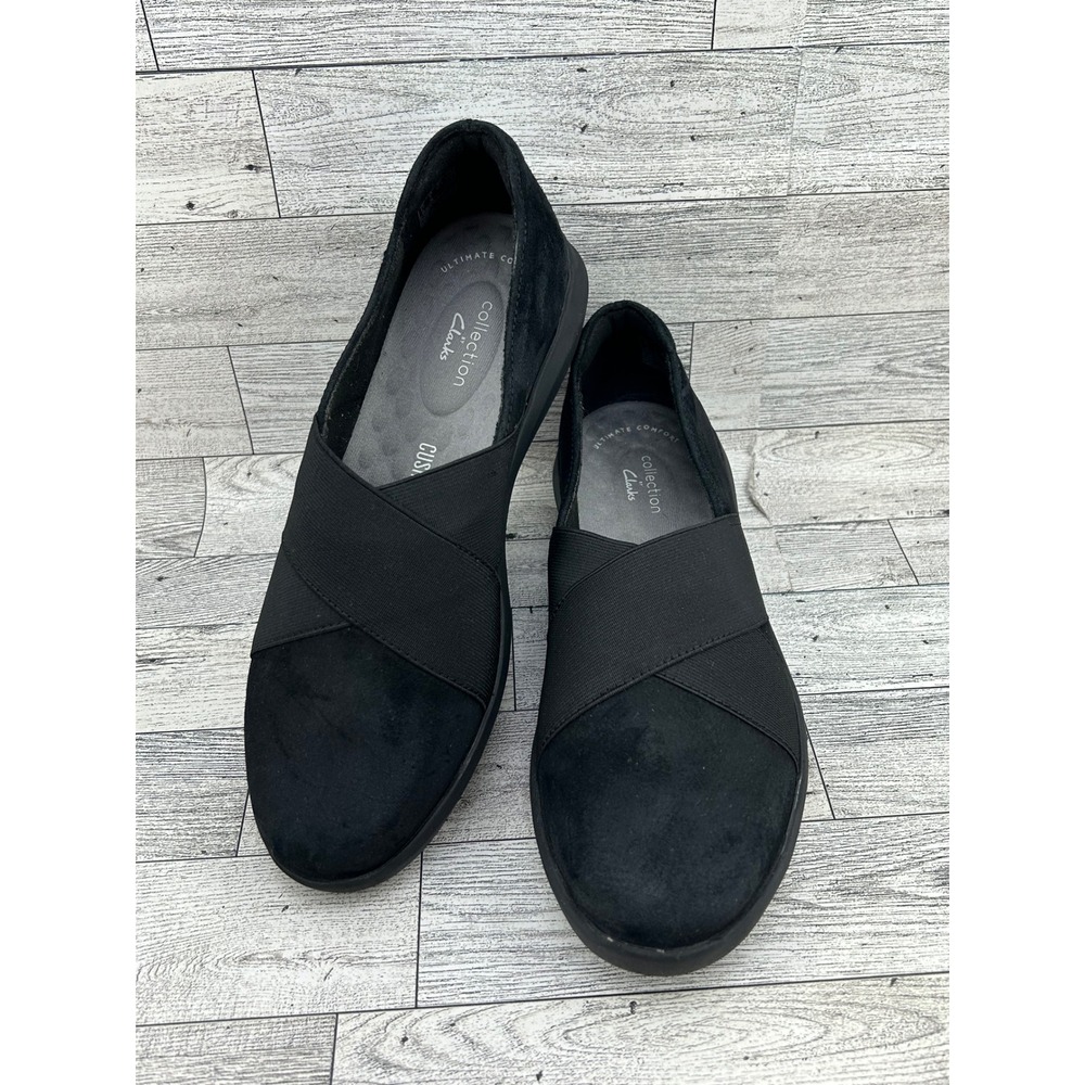 Clarks‎ Collection CloudSteppers Black Suede Slip On Shoes Women Size 7M